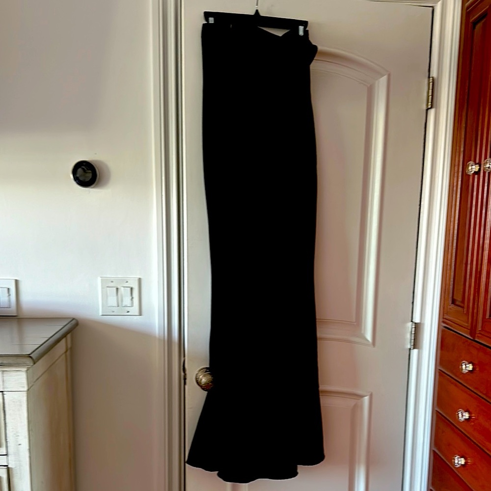 Black strapless gown
